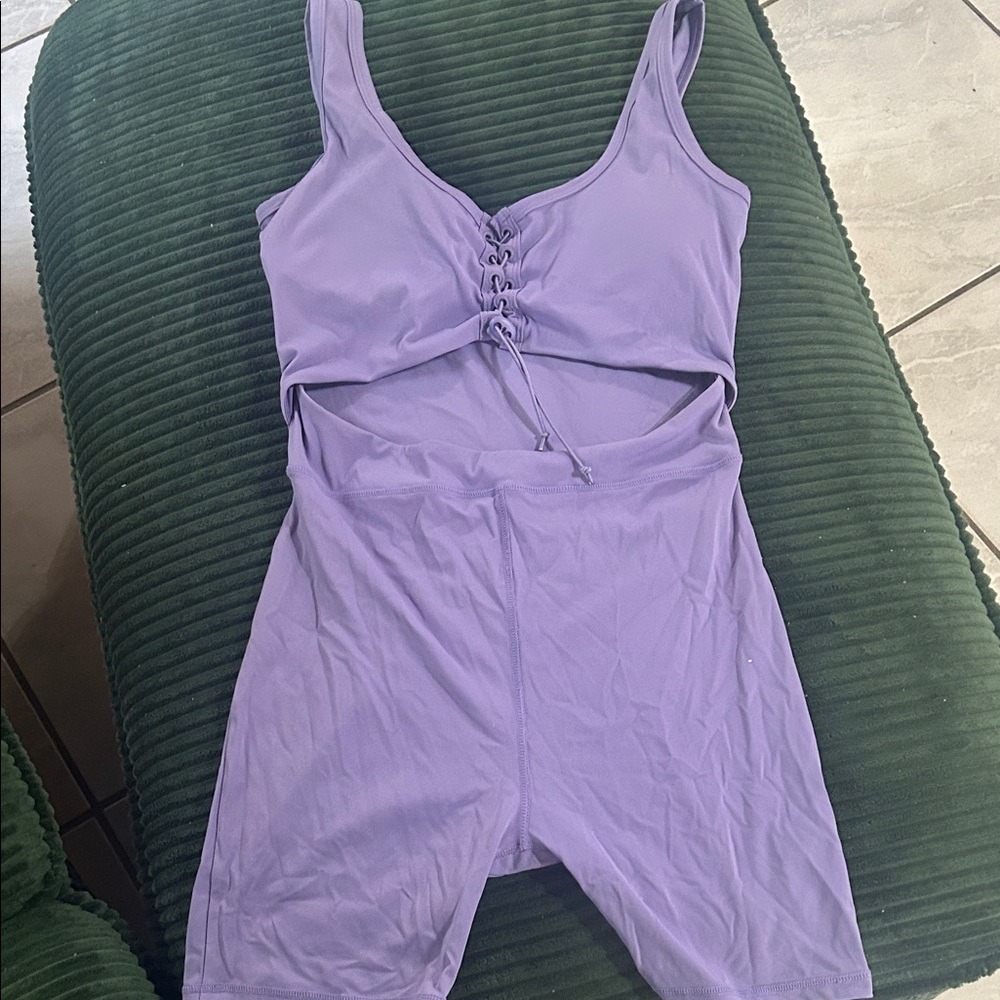 purple forever 21 workout romper